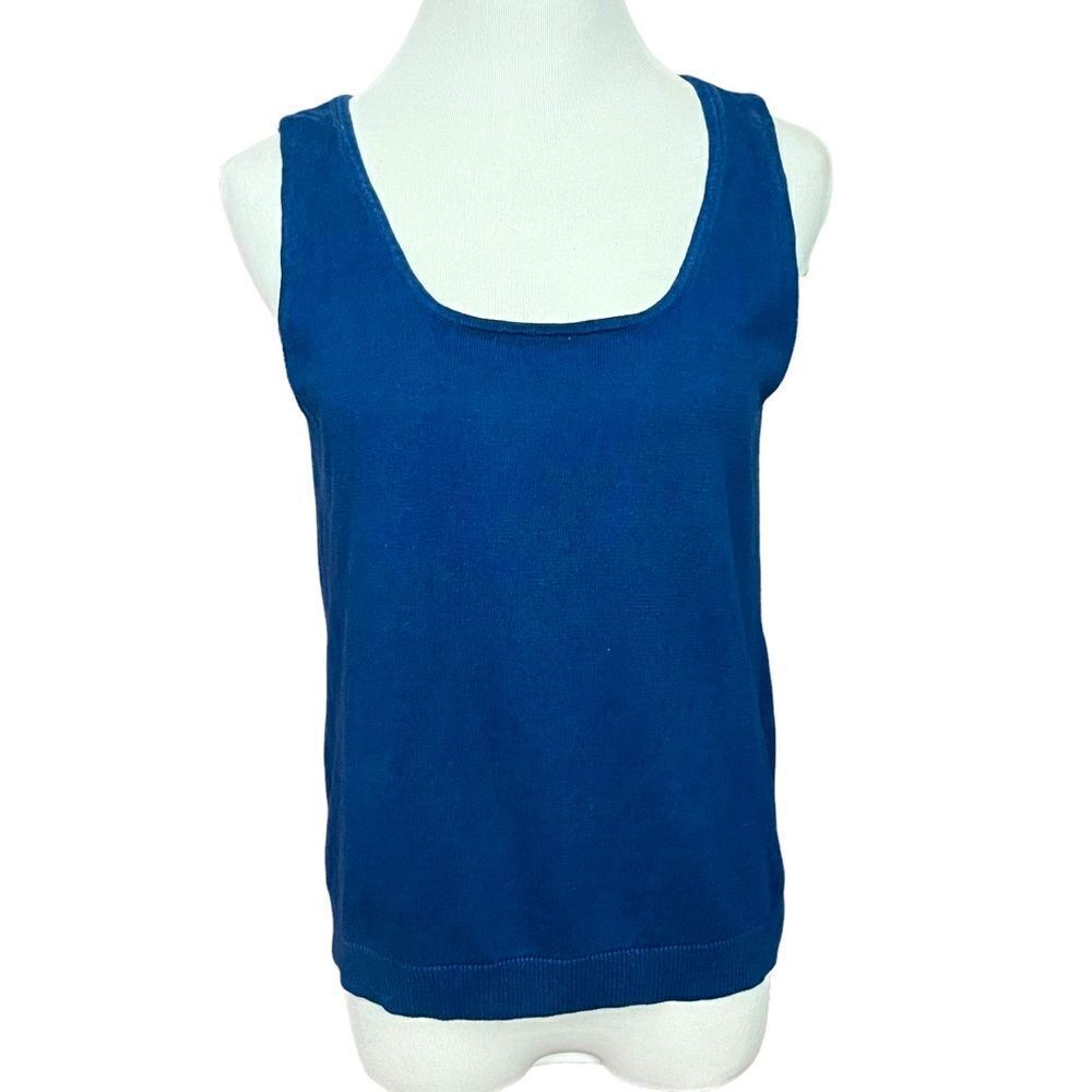 Sojrn Navy Blue Silk Blend Knit Shell Tank Xl